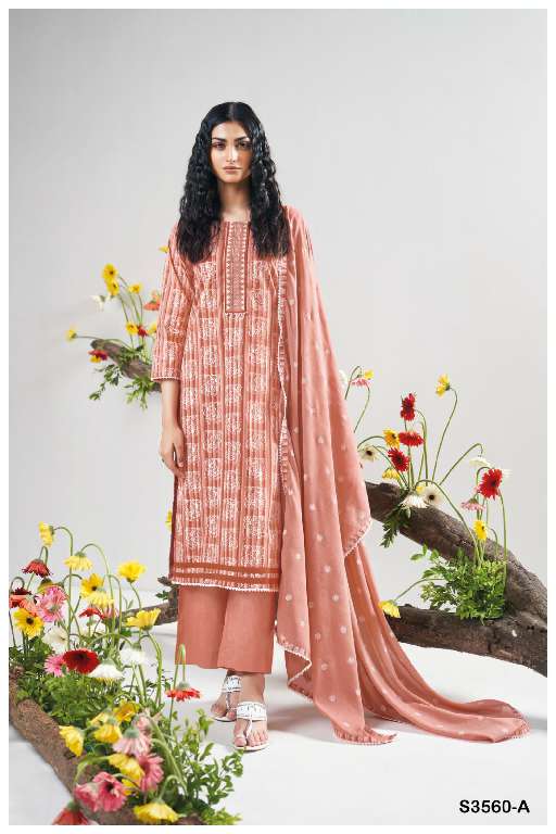 GANGA KACEY S3560 WHOLESALE COTTON PRINTED WITH EMBROIDERY WORK DESIGNER SUITS