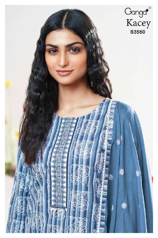 GANGA KACEY S3560 WHOLESALE COTTON PRINTED WITH EMBROIDERY WORK DESIGNER SUITS