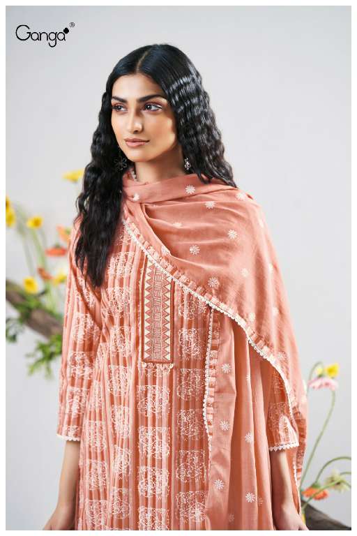 GANGA KACEY S3560 WHOLESALE COTTON PRINTED WITH EMBROIDERY WORK DESIGNER SUITS