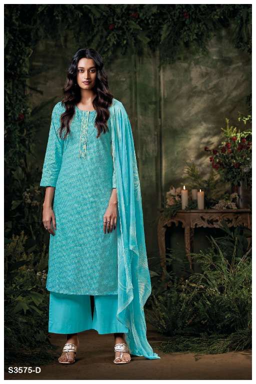 GANGA DELIA S3575 WHOLESALE PURE COTTON PRINTED WITH EMBROIDERY WORK SEMI STITCHED SALWAR KAMEEZ
