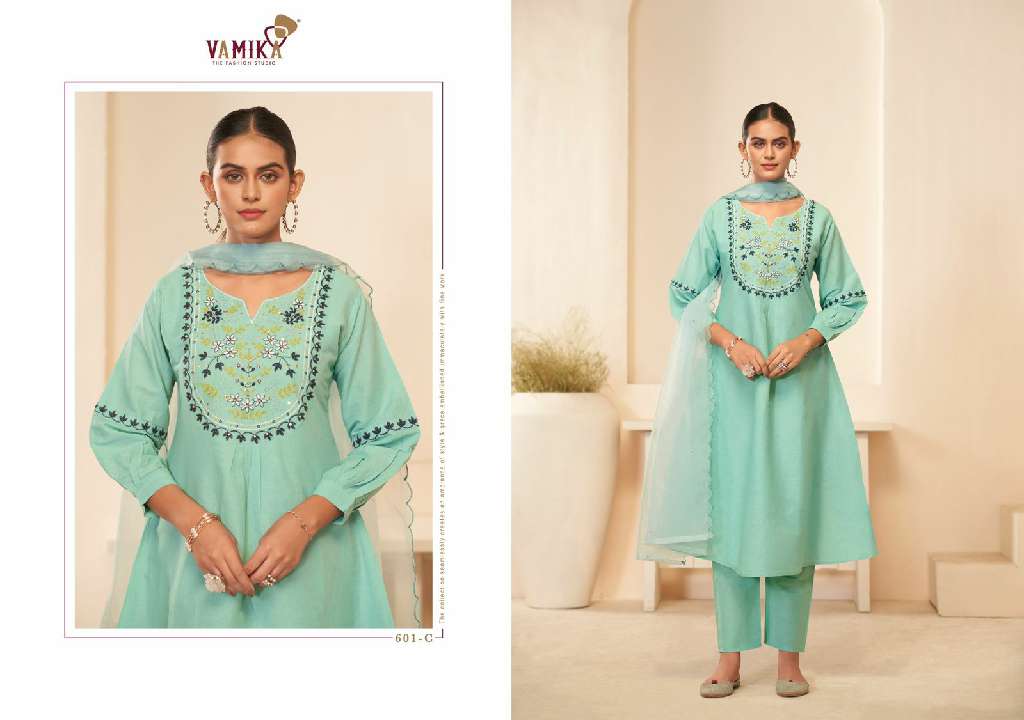 VAMIKA RASMALAI VOL-1 WHOLESALE HEAVY CAMBRIC COTTON WITH HEAVY HAND WORK READYMADE ANARKALI STYLIST SUITS