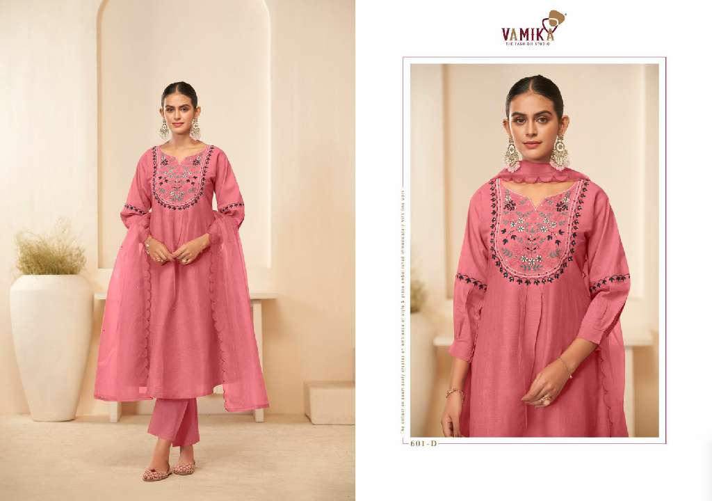 VAMIKA RASMALAI VOL-1 WHOLESALE HEAVY CAMBRIC COTTON WITH HEAVY HAND WORK READYMADE ANARKALI STYLIST SUITS