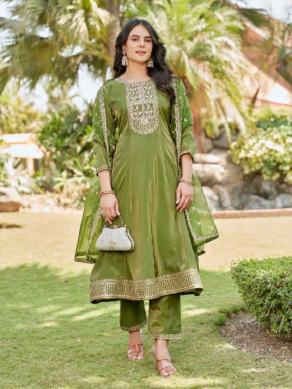 AANCHI ANKITA WHOLESALE ROMAN SHIMMER 3 PCS FLAIR CONCEPT FULLY STITCHED DRESS