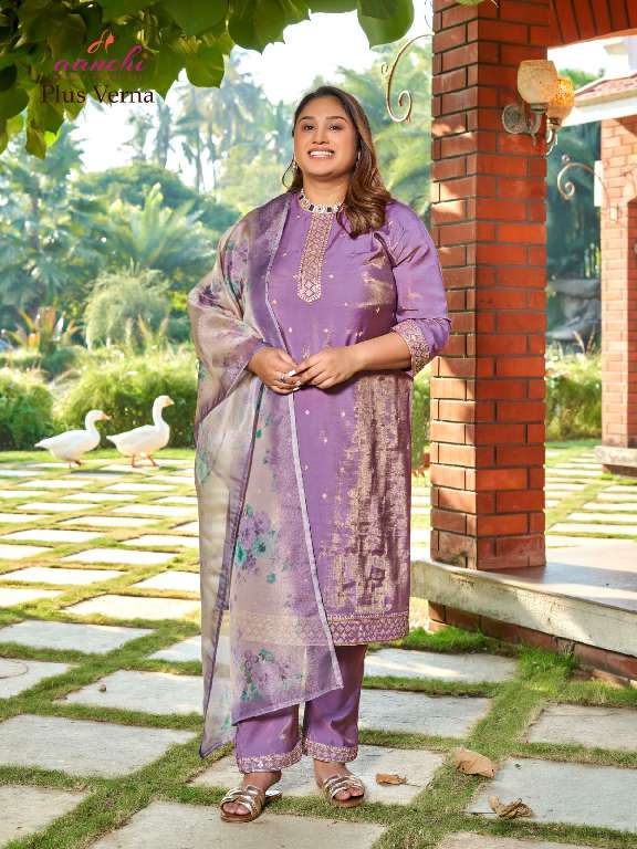 AANCHI PLUS VERNA WHOLESALE ROMAN SHIMMER BIG SIZE STRAIGHT SALWAR SUITS COMBO