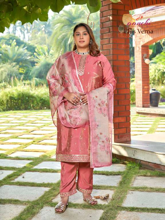 AANCHI PLUS VERNA WHOLESALE ROMAN SHIMMER BIG SIZE STRAIGHT SALWAR SUITS COMBO