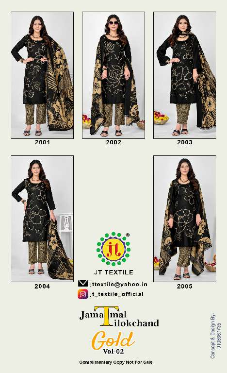 Jt Gold Vol 2 Rayon Embroidery Work Dress Material Collection