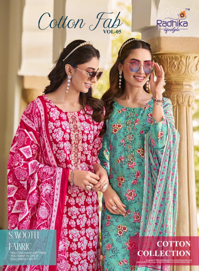 COTTON FAB VOL 5 BY RADHIKA LIFESTYLE COTTON PRINT CASUAL FULL STITCH BIG SIZE SALWAR SUIT