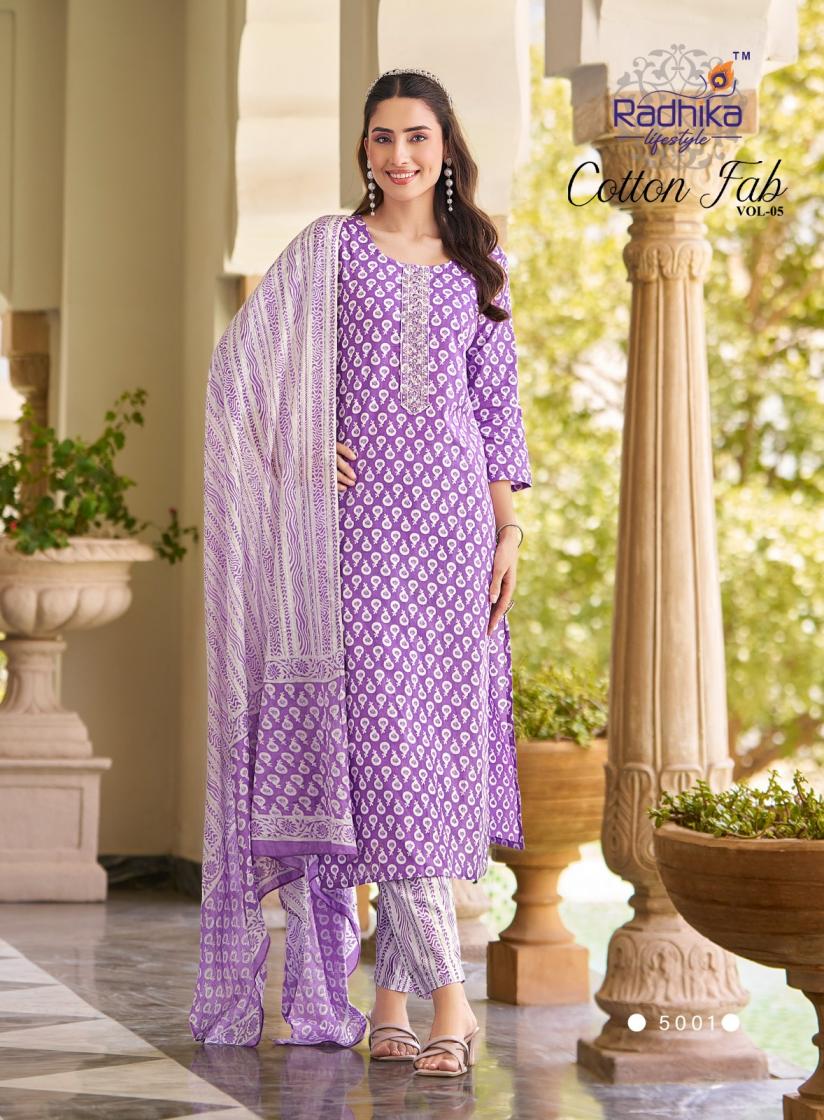COTTON FAB VOL 5 BY RADHIKA LIFESTYLE COTTON PRINT CASUAL FULL STITCH BIG SIZE SALWAR SUIT