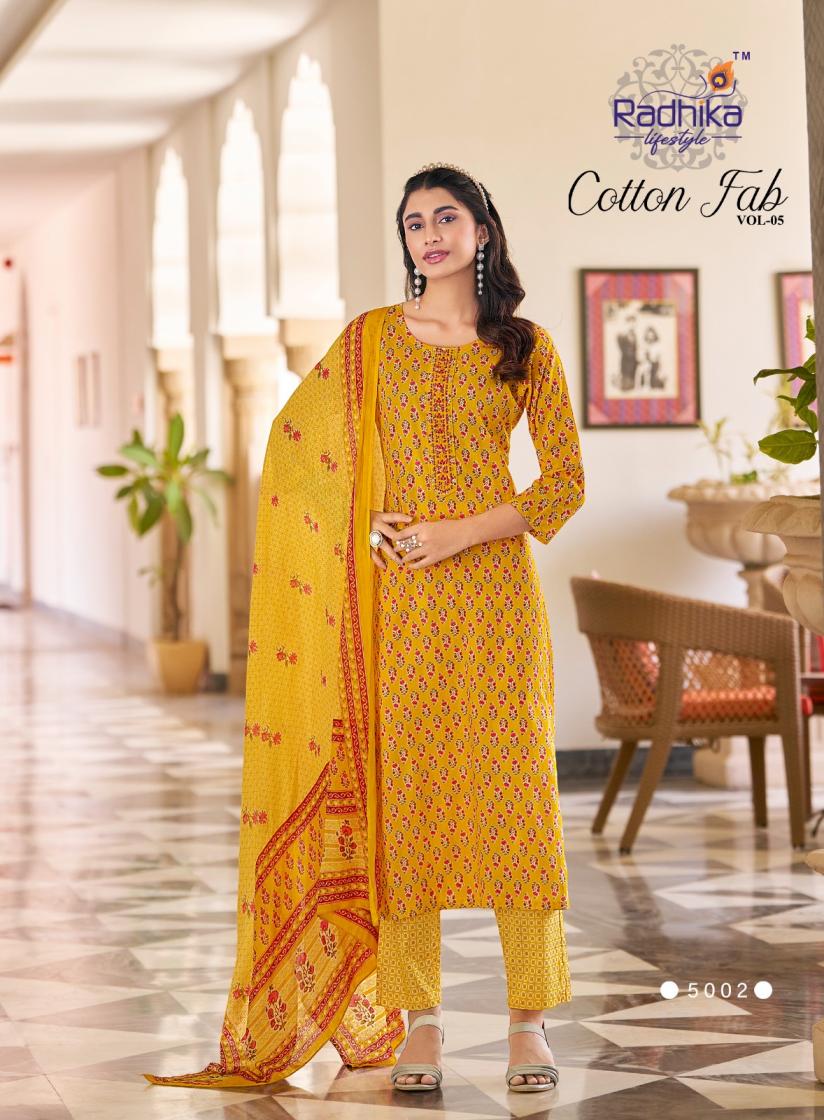 COTTON FAB VOL 5 BY RADHIKA LIFESTYLE COTTON PRINT CASUAL FULL STITCH BIG SIZE SALWAR SUIT