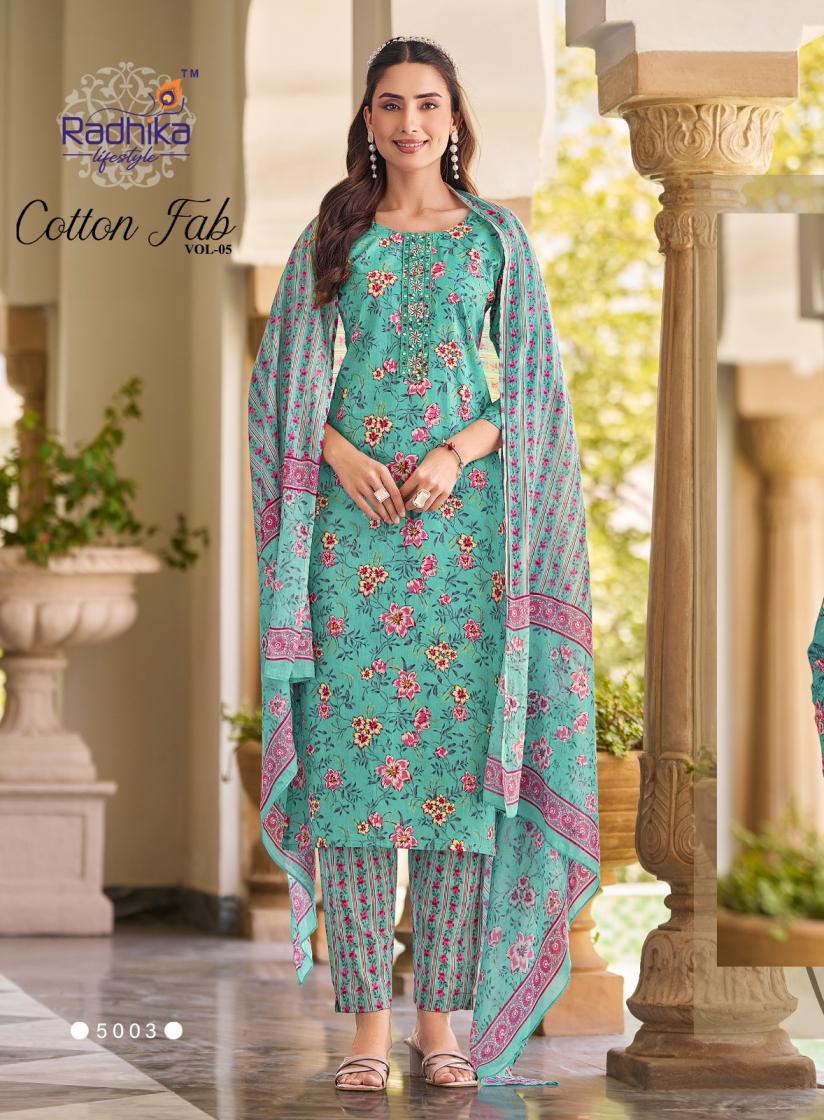 COTTON FAB VOL 5 BY RADHIKA LIFESTYLE COTTON PRINT CASUAL FULL STITCH BIG SIZE SALWAR SUIT