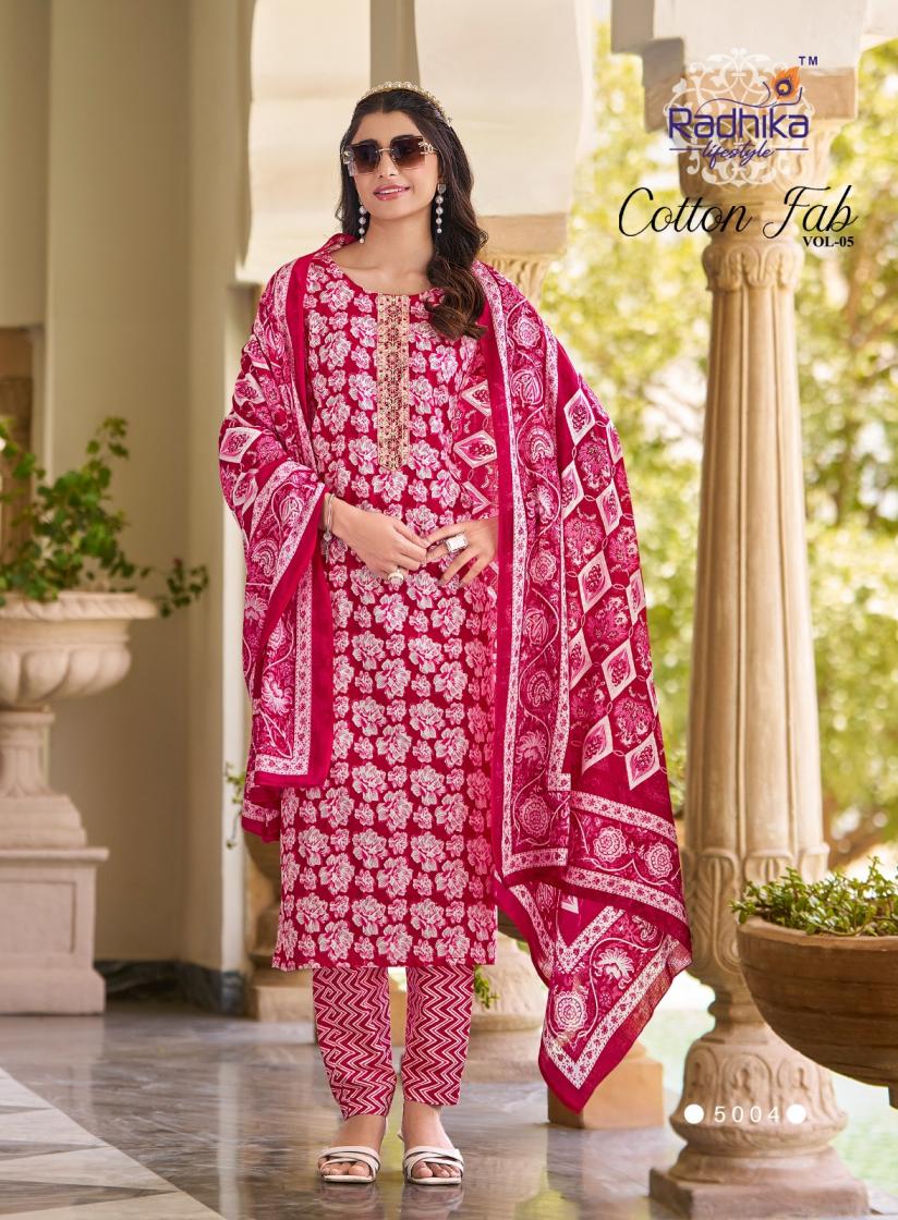COTTON FAB VOL 5 BY RADHIKA LIFESTYLE COTTON PRINT CASUAL FULL STITCH BIG SIZE SALWAR SUIT