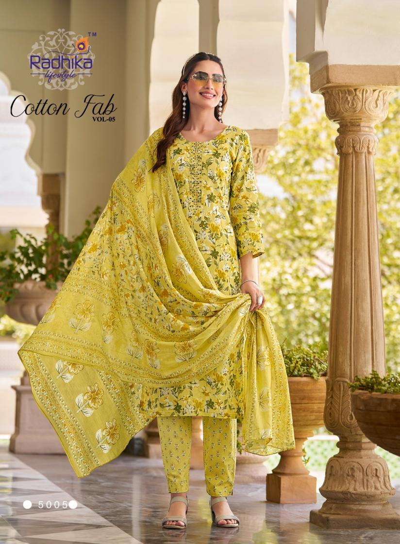 COTTON FAB VOL 5 BY RADHIKA LIFESTYLE COTTON PRINT CASUAL FULL STITCH BIG SIZE SALWAR SUIT