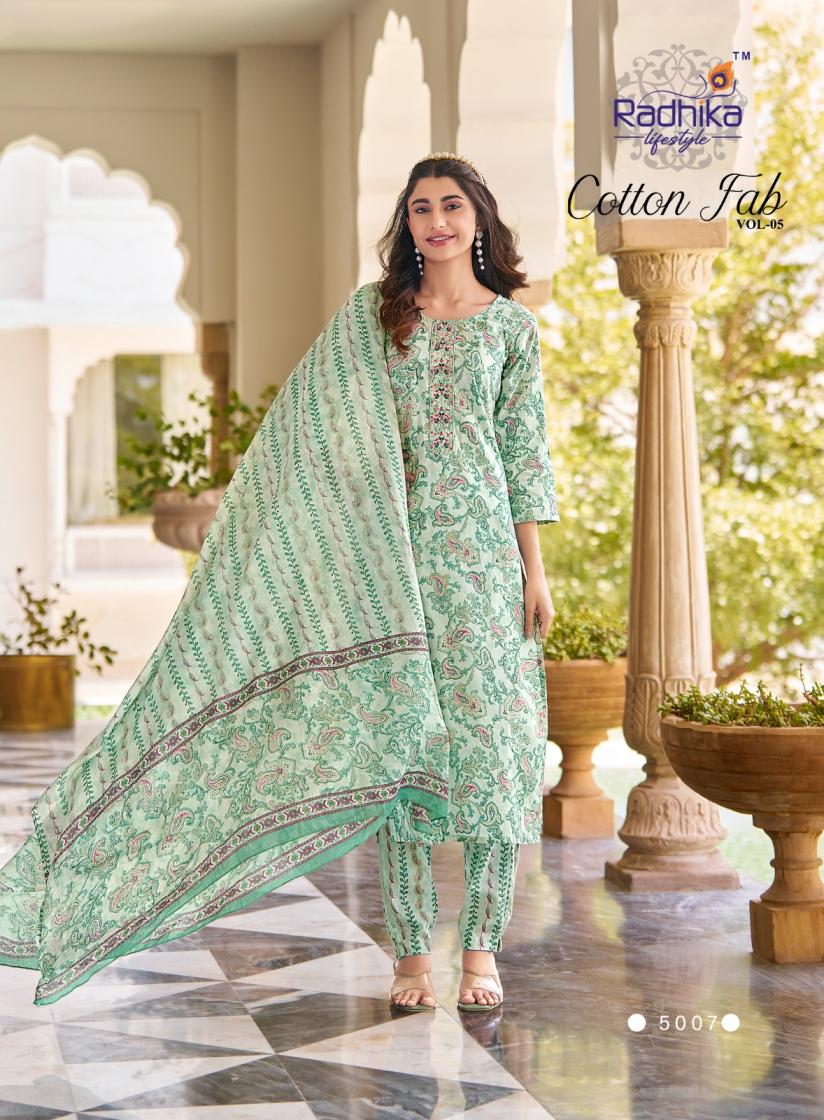 COTTON FAB VOL 5 BY RADHIKA LIFESTYLE COTTON PRINT CASUAL FULL STITCH BIG SIZE SALWAR SUIT