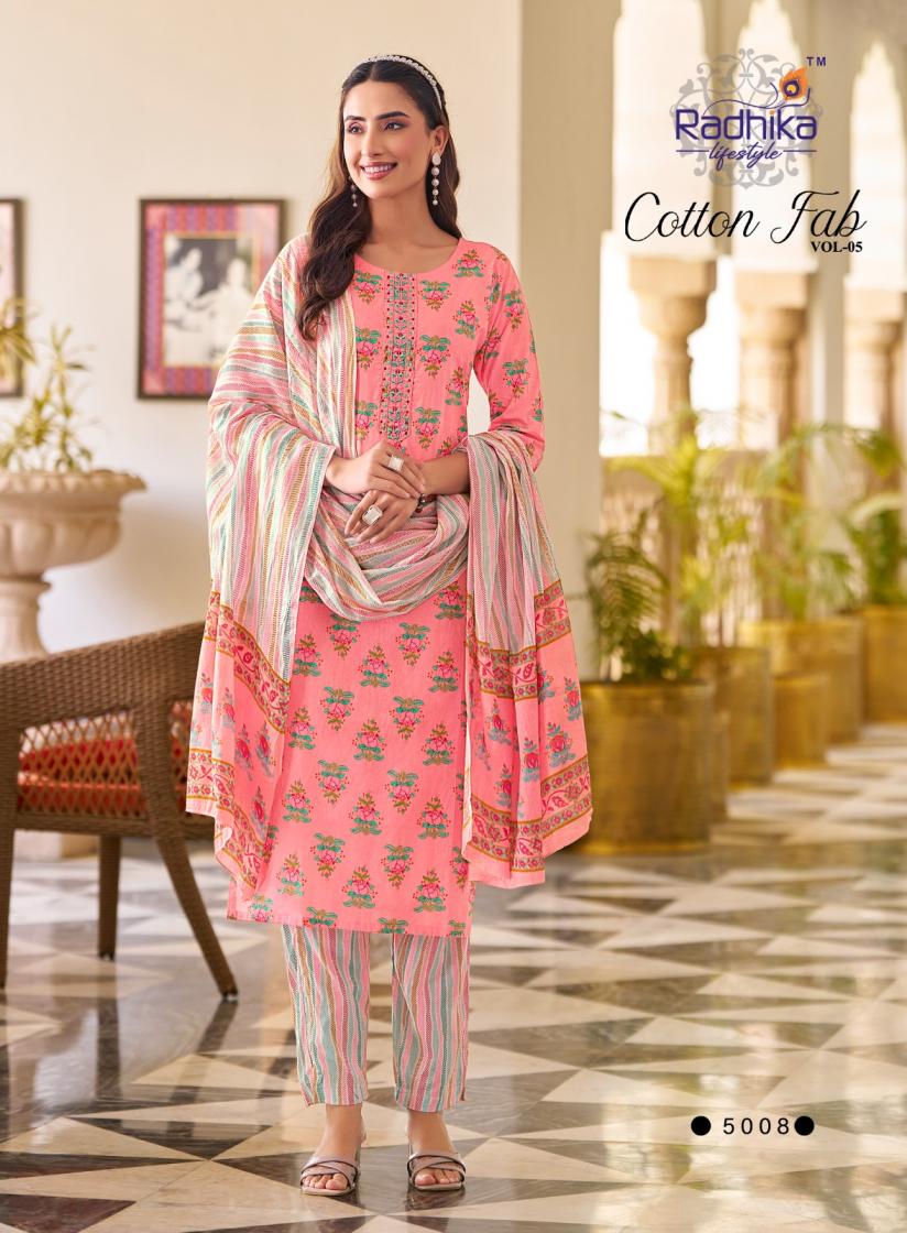 COTTON FAB VOL 5 BY RADHIKA LIFESTYLE COTTON PRINT CASUAL FULL STITCH BIG SIZE SALWAR SUIT