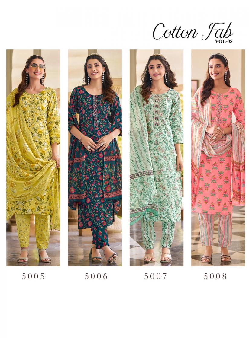 COTTON FAB VOL 5 BY RADHIKA LIFESTYLE COTTON PRINT CASUAL FULL STITCH BIG SIZE SALWAR SUIT