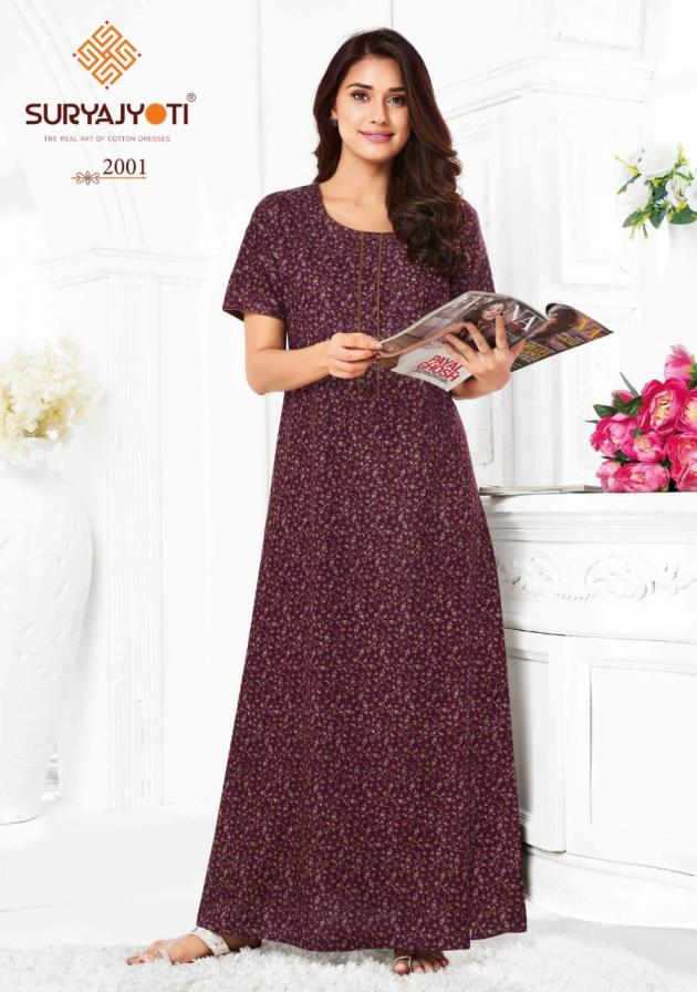 PEARL VOL 2 BY SURYAJYOTI COTTON COMFORTABLE FULLY STITCH NIGHTY FOR WOMENS