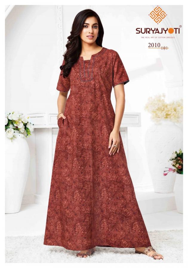 PEARL VOL 2 BY SURYAJYOTI COTTON COMFORTABLE FULLY STITCH NIGHTY FOR WOMENS