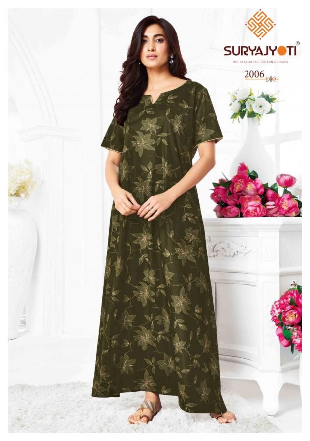 PEARL VOL 2 BY SURYAJYOTI COTTON COMFORTABLE FULLY STITCH NIGHTY FOR WOMENS