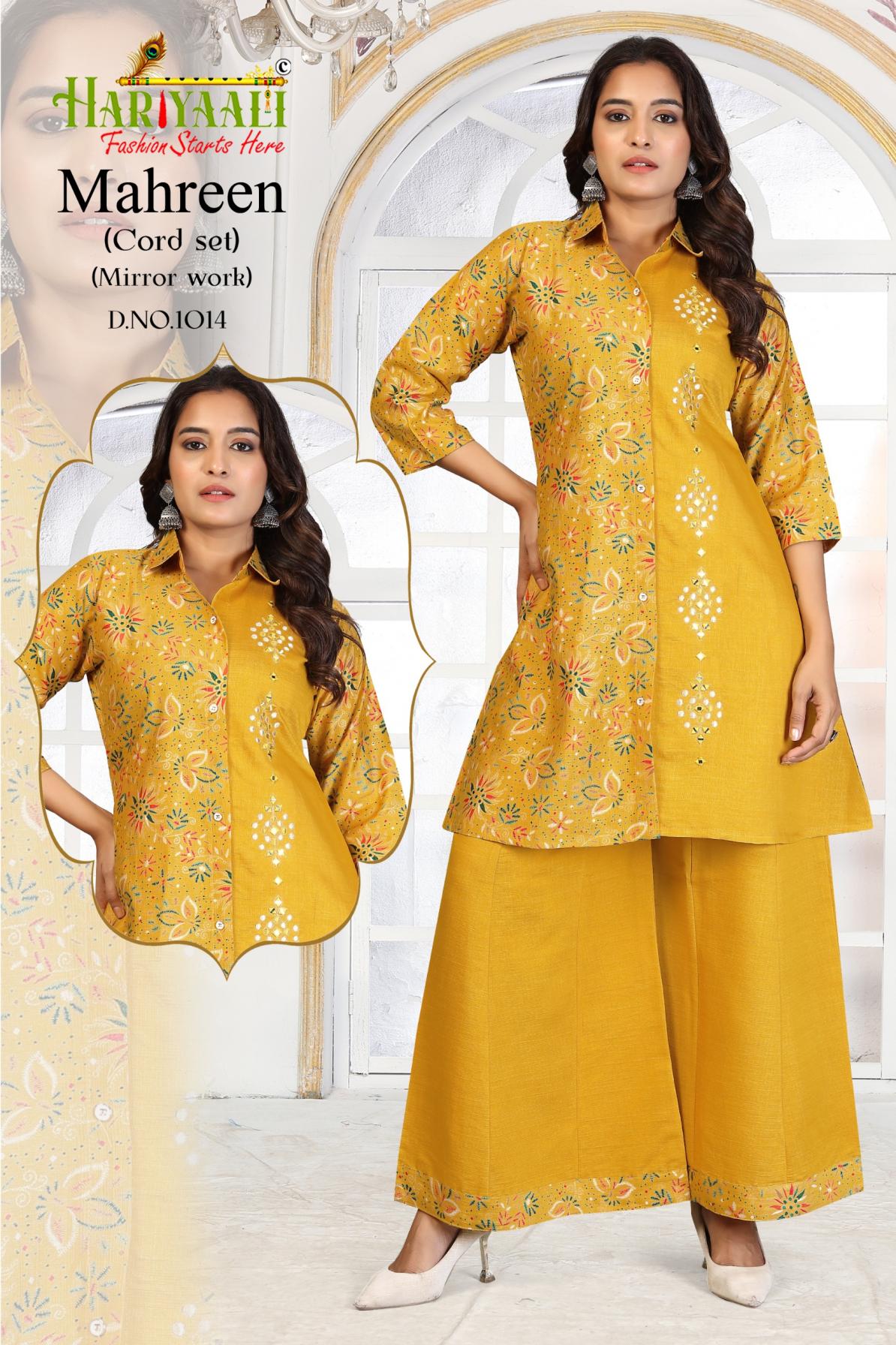 HARIYAALI MAHREEN VERTICAN READYMADE ELEGANCE COMBO SET KURTI WITH PLAZZO EXPORTS