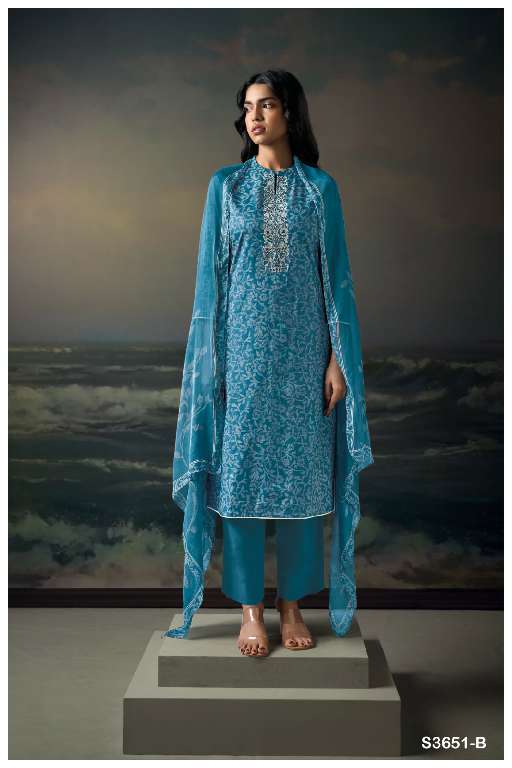 GANGA SAARYA S3651 WHOLESALE PREMIUM COTTON PRINTED WITH EMBROIDERY WORK FASHIONABLE SALWAR SUITS