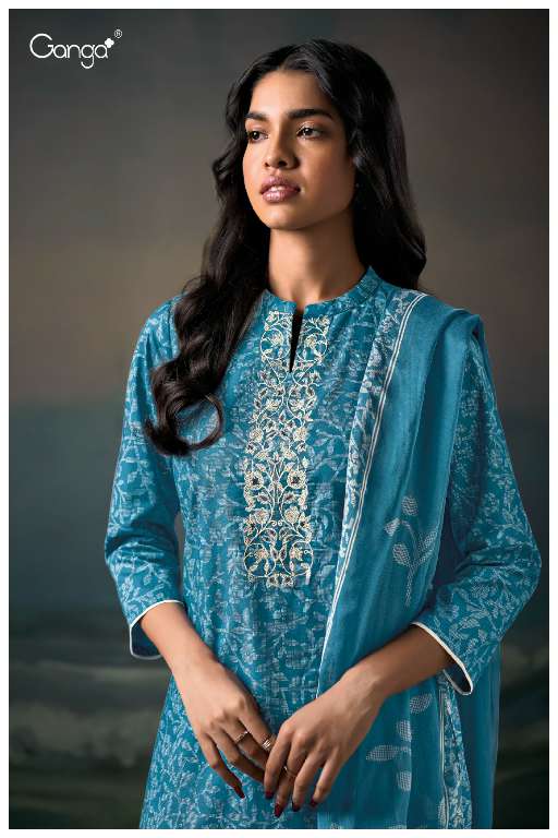 GANGA SAARYA S3651 WHOLESALE PREMIUM COTTON PRINTED WITH EMBROIDERY WORK FASHIONABLE SALWAR SUITS