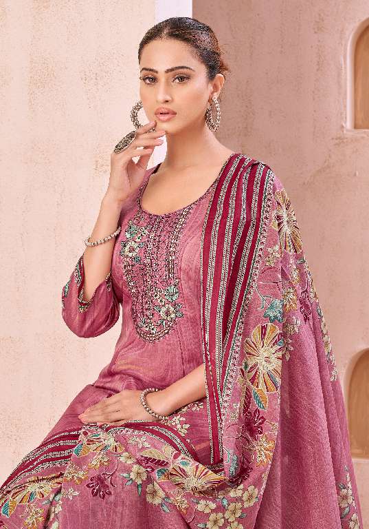 HARSHIT FASHION FARHEEN WHOLESALE PURE JAM COTTON PRINT WITH FANCY EMBROIDERY CLASSIC DRESS MATERIAL