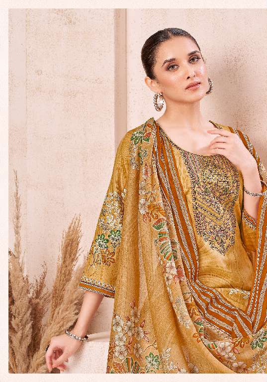 HARSHIT FASHION FARHEEN WHOLESALE PURE JAM COTTON PRINT WITH FANCY EMBROIDERY CLASSIC DRESS MATERIAL