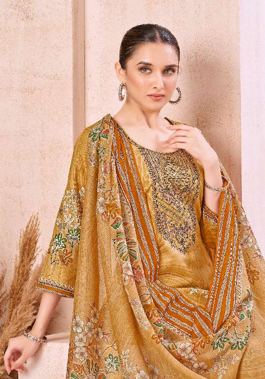 HARSHIT FASHION FARHEEN WHOLESALE PURE JAM COTTON PRINT WITH FANCY EMBROIDERY CLASSIC DRESS MATERIAL