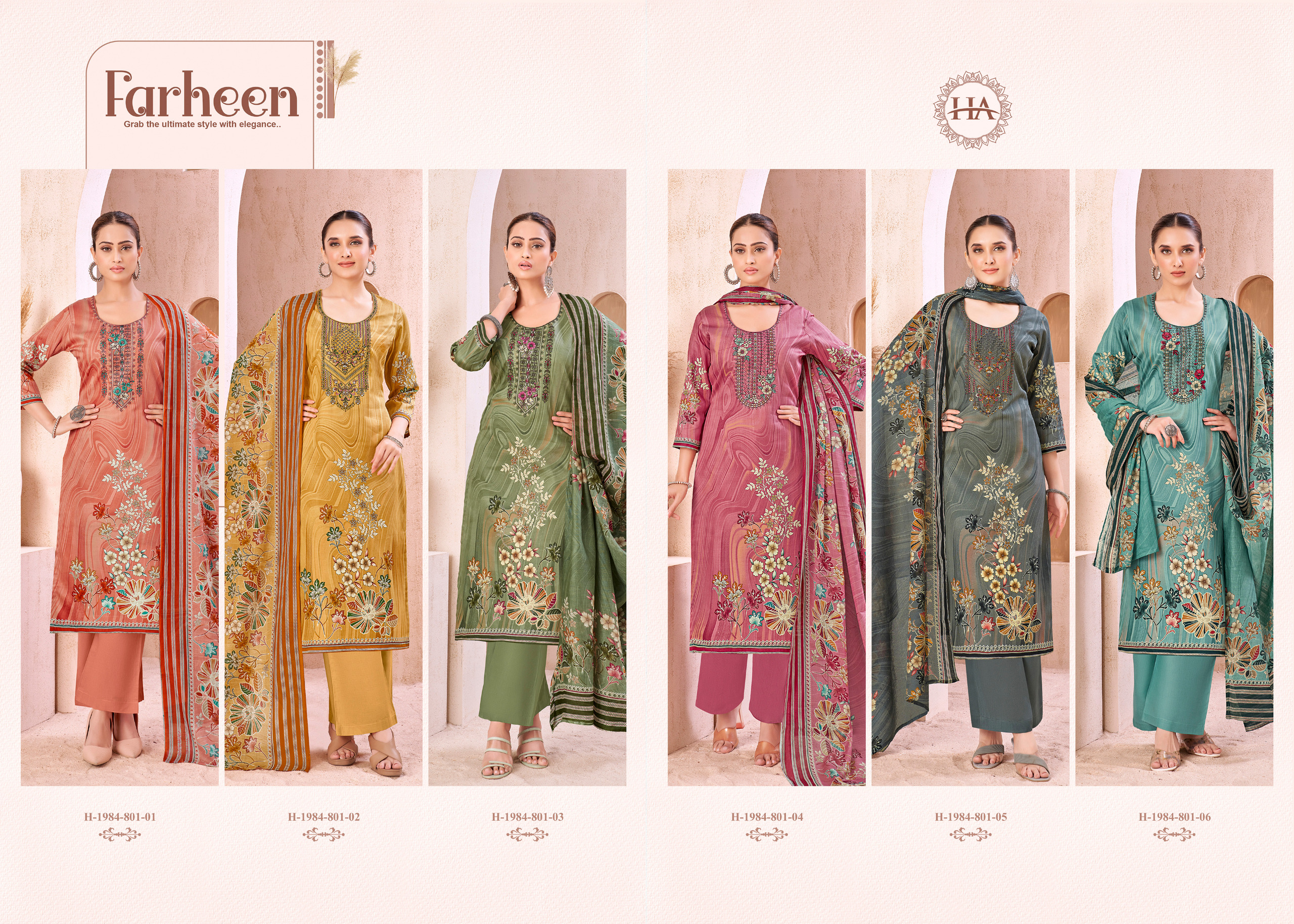 HARSHIT FASHION FARHEEN WHOLESALE PURE JAM COTTON PRINT WITH FANCY EMBROIDERY CLASSIC DRESS MATERIAL