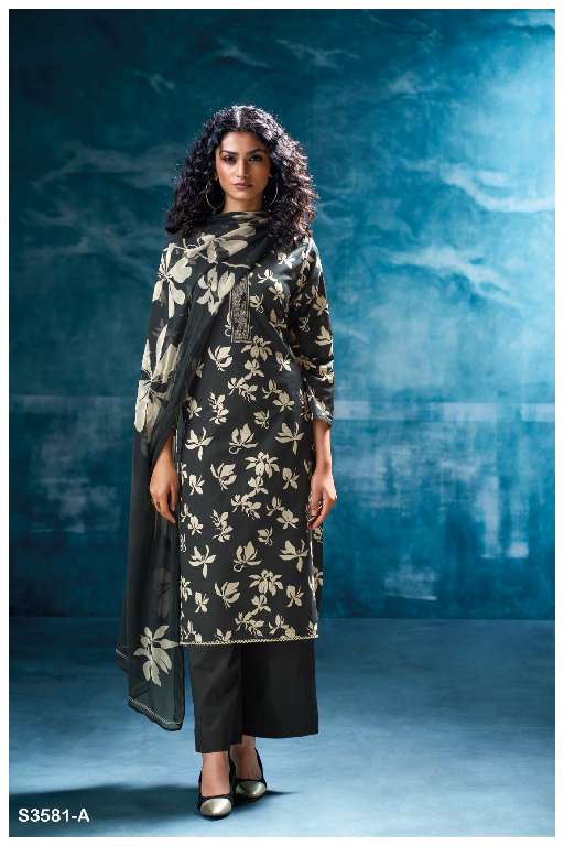 GANGA MRITSA S3581 WHOLESALE COTTO N PRINTED WITH HEAVY WORK CLASSY SALWAR KAMEEZ
