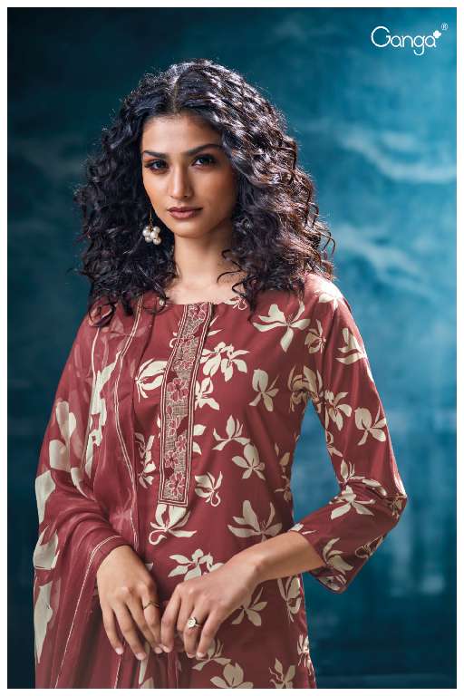 GANGA MRITSA S3581 WHOLESALE COTTO N PRINTED WITH HEAVY WORK CLASSY SALWAR KAMEEZ