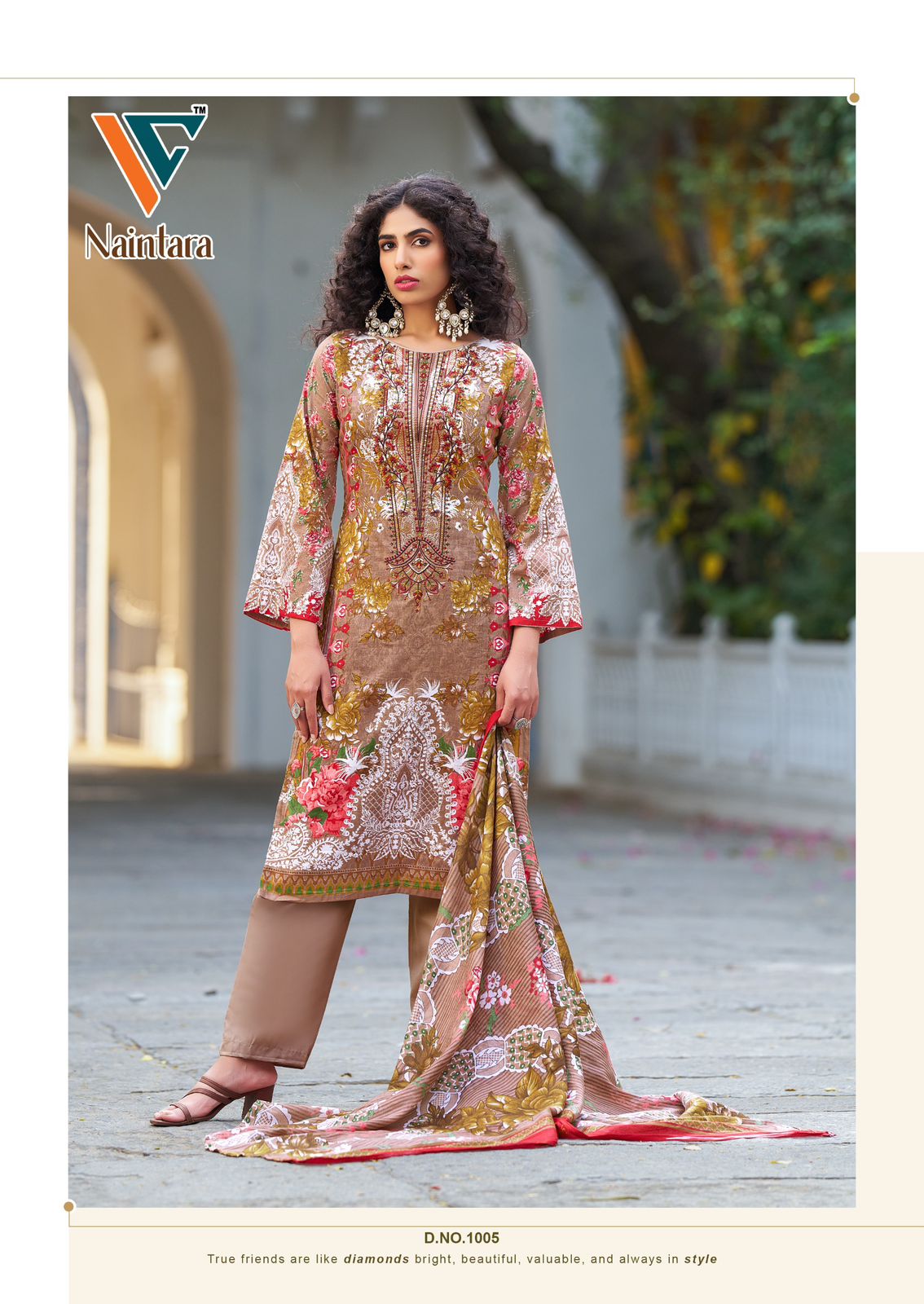 VANDANA CREATION NAINTARA WHOLESALE PURE CAMBRIC COTTON PRINT WITH WORK PAKISTANI STYLE SUITS