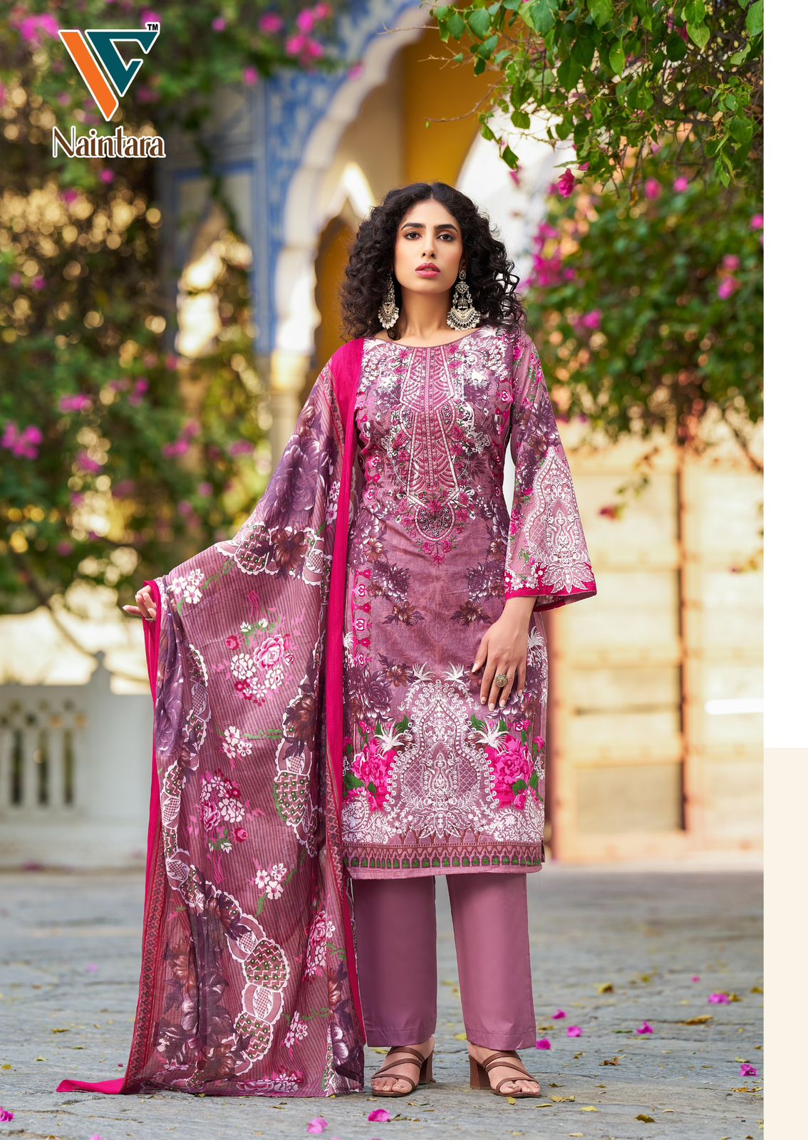 VANDANA CREATION NAINTARA WHOLESALE PURE CAMBRIC COTTON PRINT WITH WORK PAKISTANI STYLE SUITS