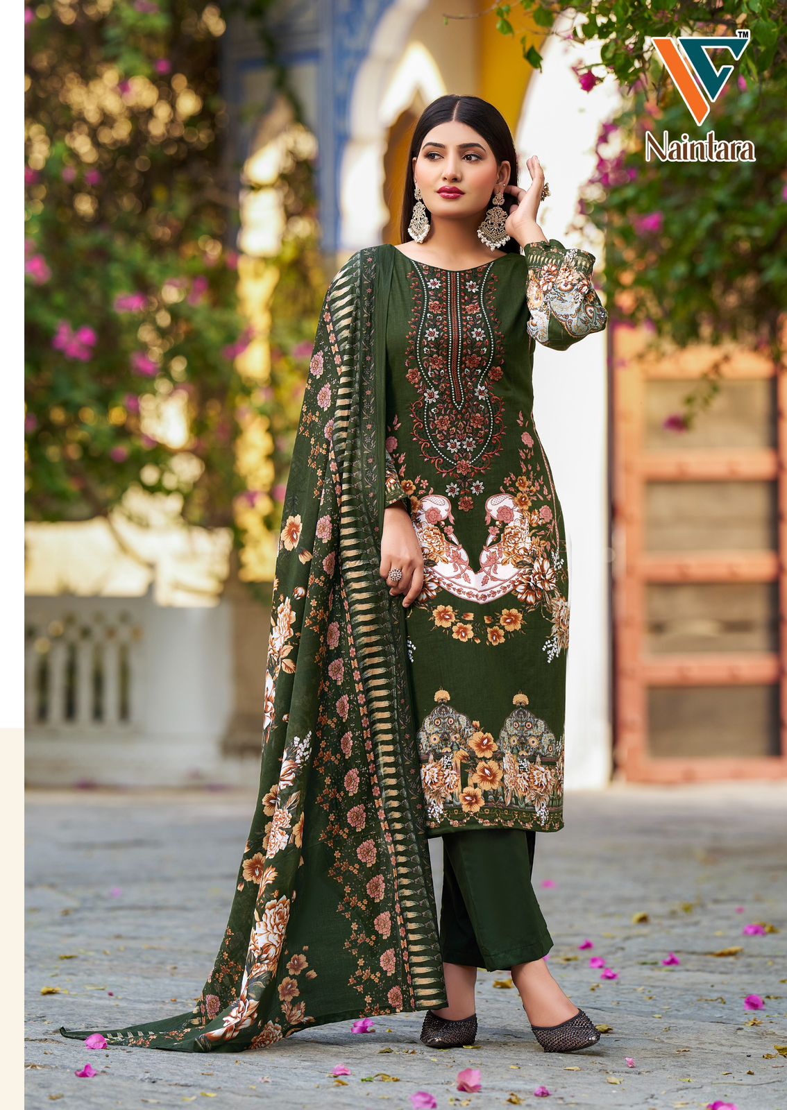 VANDANA CREATION NAINTARA WHOLESALE PURE CAMBRIC COTTON PRINT WITH WORK PAKISTANI STYLE SUITS
