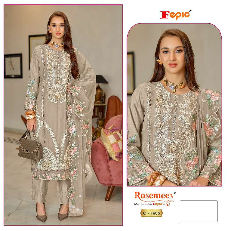 FEPIC ROSEMEEN C-1985 WHOLESALE ORGANZA EMBROIDERED WITH HAND WORK TRENDY PAKISTANI SUITS