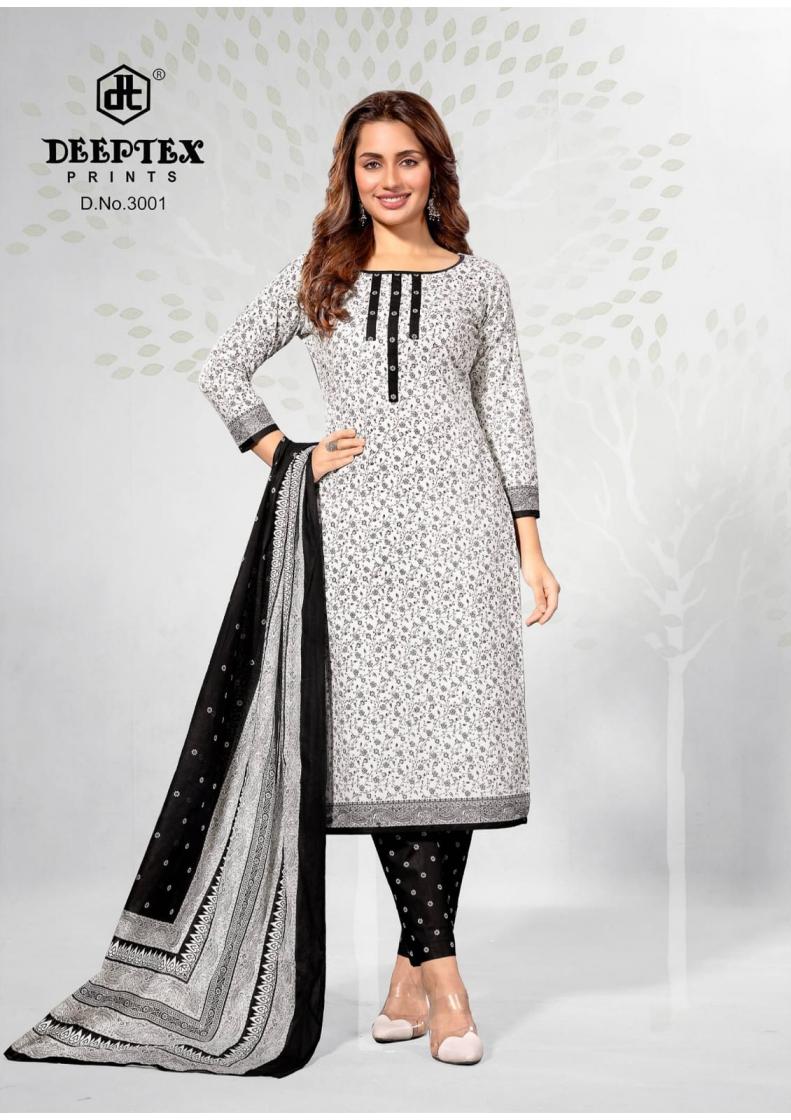 DEEPTEX AALIZA BLACK AND WHITE VOL 3 COTTON ELEGANCE DRESS MATERIALS