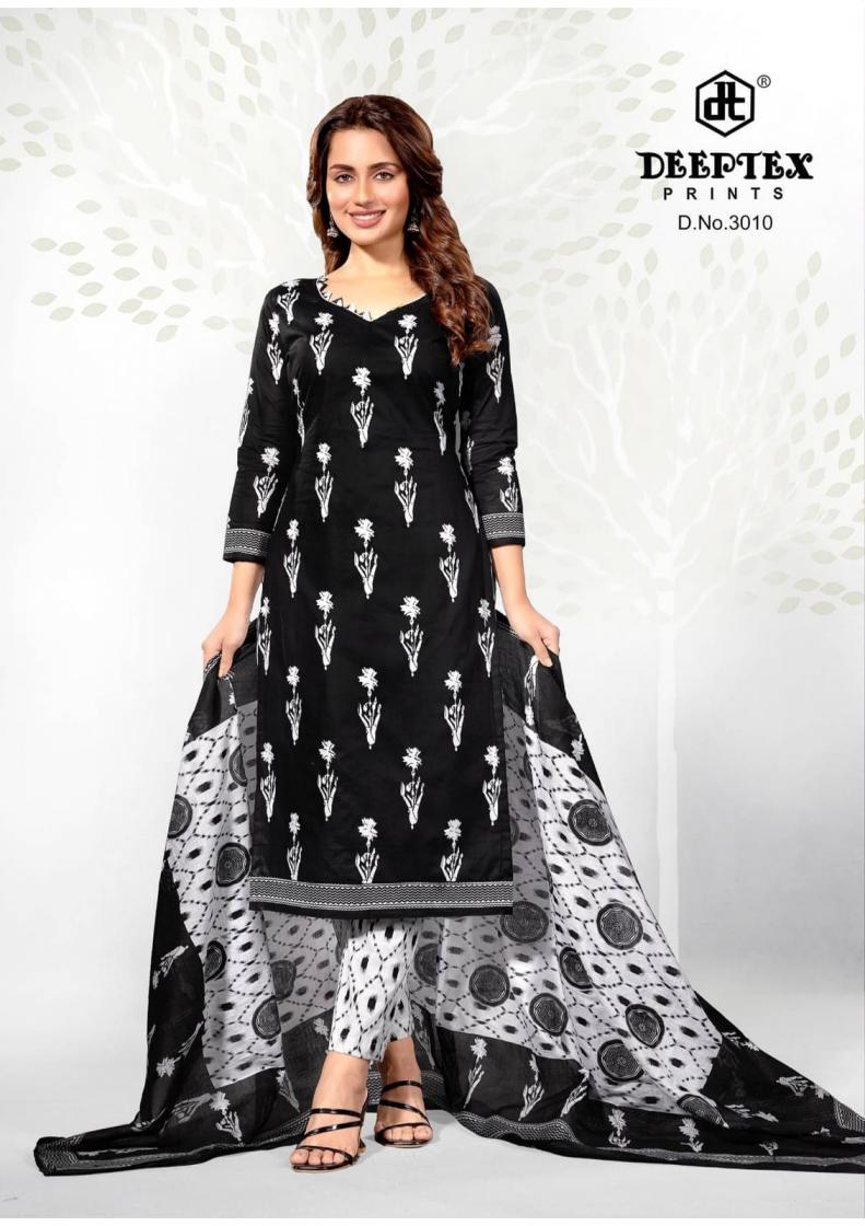 DEEPTEX AALIZA BLACK AND WHITE VOL 3 COTTON ELEGANCE DRESS MATERIALS