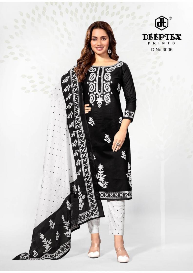 DEEPTEX AALIZA BLACK AND WHITE VOL 3 COTTON ELEGANCE DRESS MATERIALS