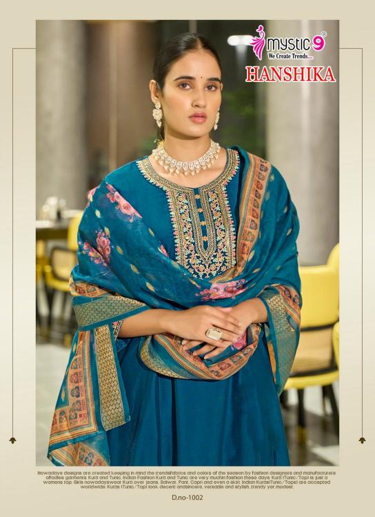 HANSIKA VOL 1 BY MYSTIC 9 GADHVAL FULLY STITCH FASHIONABLE SUIT FOR WOMENS