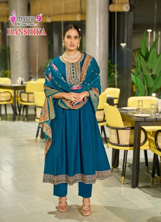 HANSIKA VOL 1 BY MYSTIC 9 GADHVAL FULLY STITCH FASHIONABLE SUIT FOR WOMENS