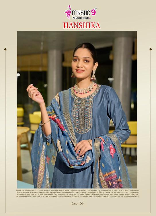 HANSIKA VOL 1 BY MYSTIC 9 GADHVAL FULLY STITCH FASHIONABLE SUIT FOR WOMENS