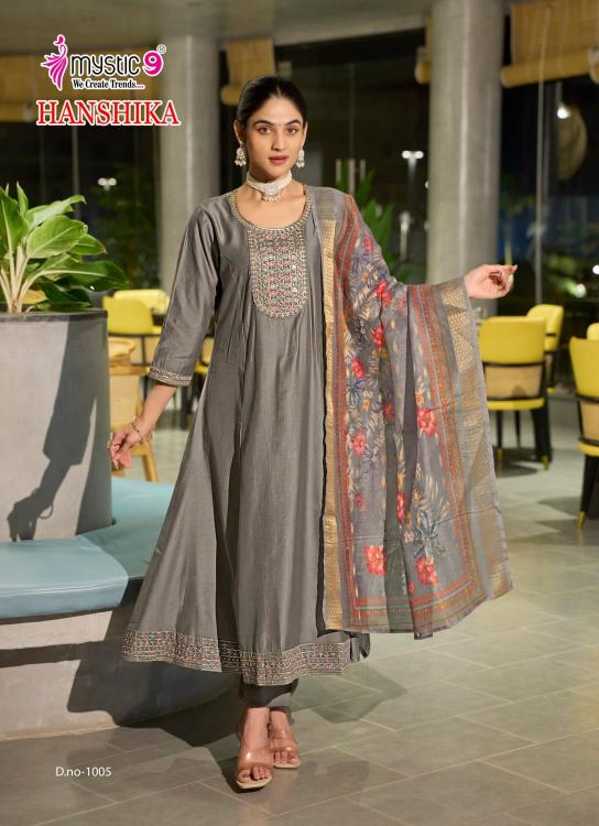 HANSIKA VOL 1 BY MYSTIC 9 GADHVAL FULLY STITCH FASHIONABLE SUIT FOR WOMENS