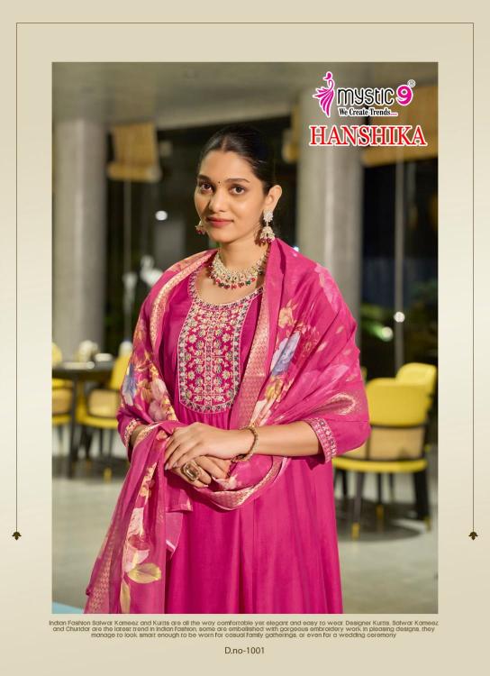 HANSIKA VOL 1 BY MYSTIC 9 GADHVAL FULLY STITCH FASHIONABLE SUIT FOR WOMENS