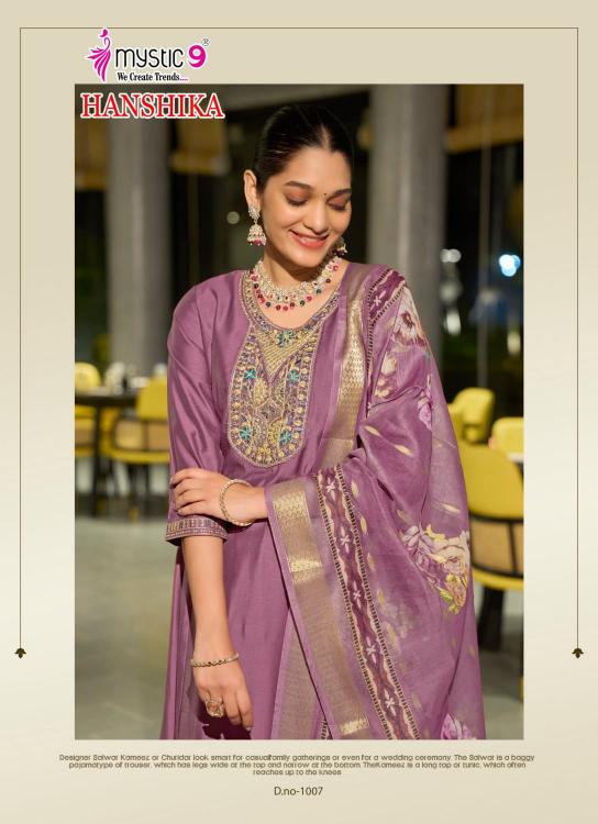 HANSIKA VOL 1 BY MYSTIC 9 GADHVAL FULLY STITCH FASHIONABLE SUIT FOR WOMENS