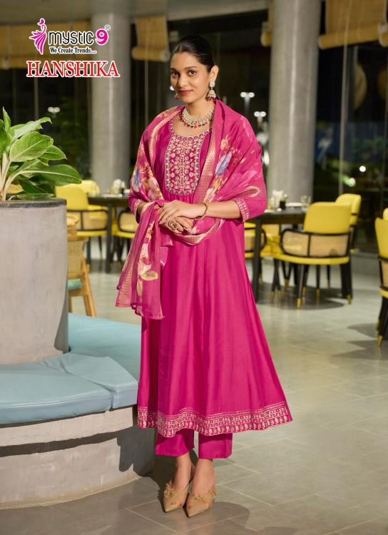 HANSIKA VOL 1 BY MYSTIC 9 GADHVAL FULLY STITCH FASHIONABLE SUIT FOR WOMENS