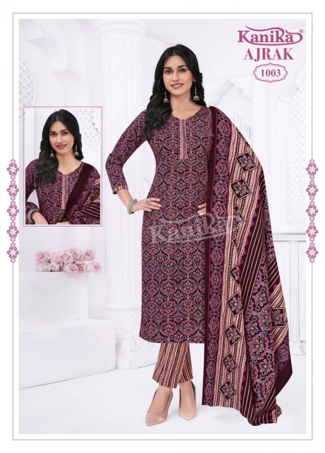 KAVYA KANIKA AJRAK VOL 1 READYMADE DAILY WEAR AJRAK PRINTED 3PCS DRESS