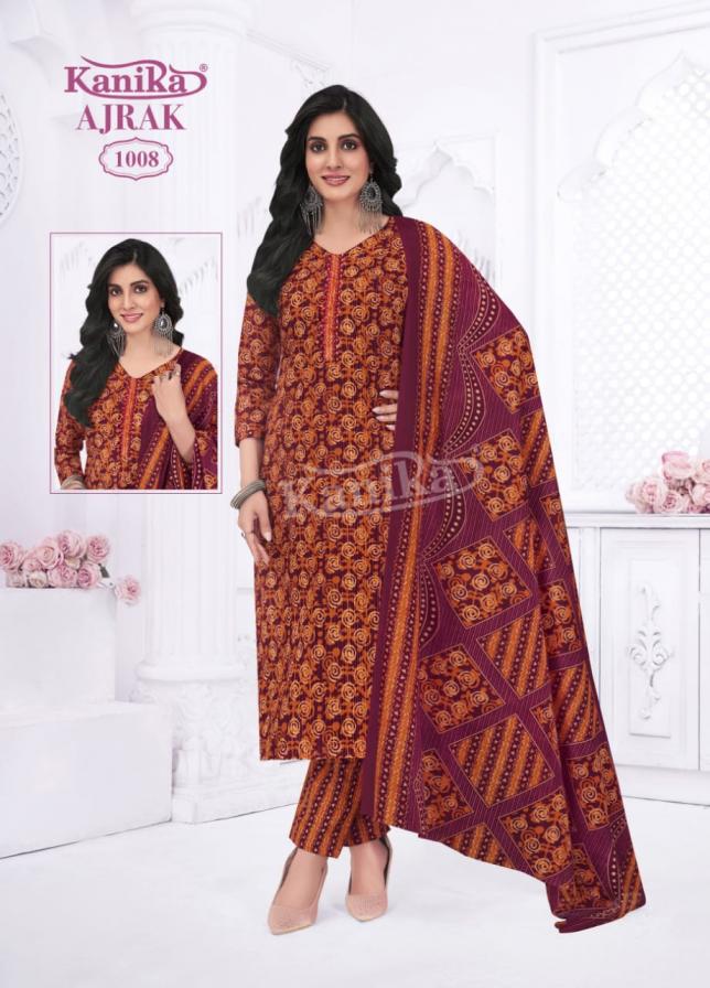 KAVYA KANIKA AJRAK VOL 1 READYMADE DAILY WEAR AJRAK PRINTED 3PCS DRESS