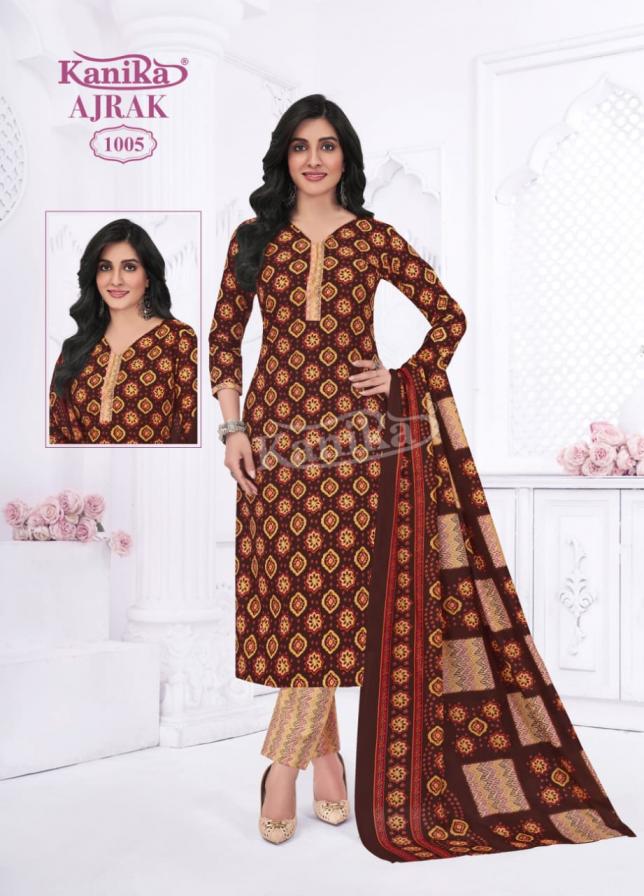 KAVYA KANIKA AJRAK VOL 1 READYMADE DAILY WEAR AJRAK PRINTED 3PCS DRESS