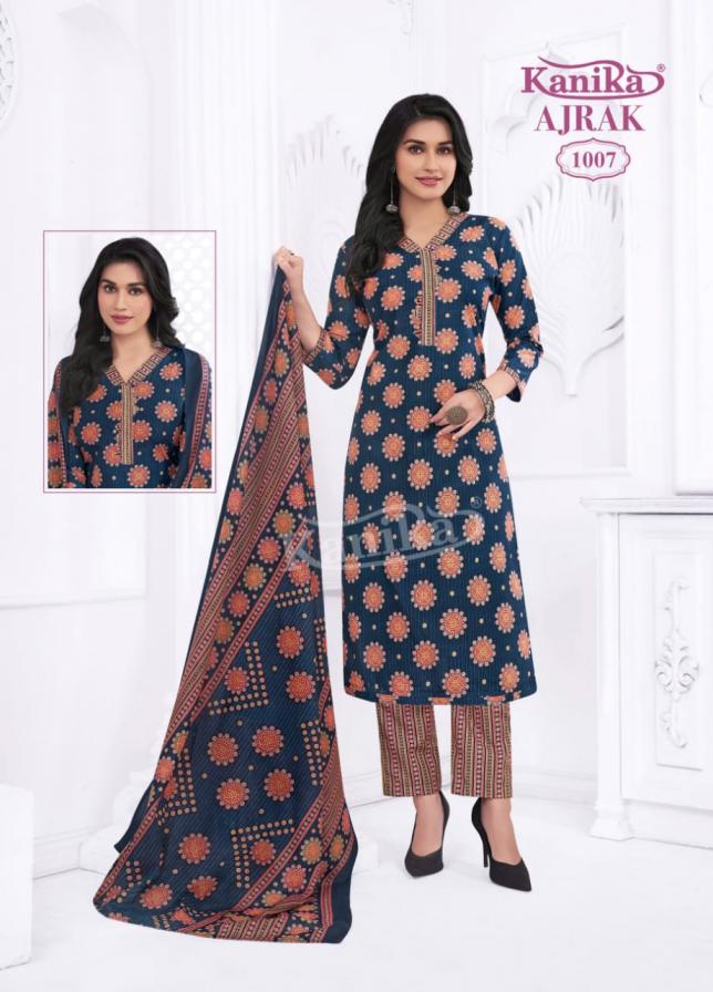 KAVYA KANIKA AJRAK VOL 1 READYMADE DAILY WEAR AJRAK PRINTED 3PCS DRESS