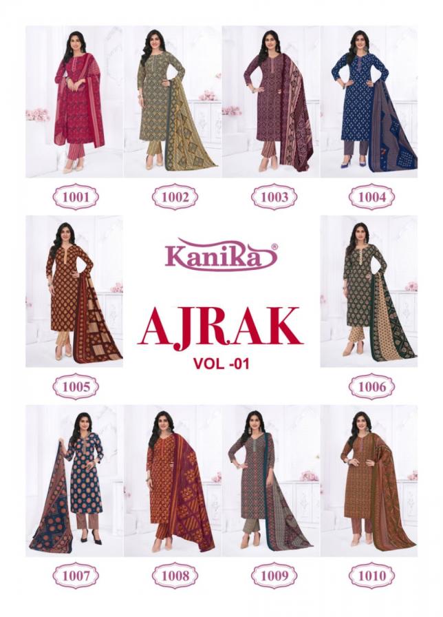 KAVYA KANIKA AJRAK VOL 1 READYMADE DAILY WEAR AJRAK PRINTED 3PCS DRESS